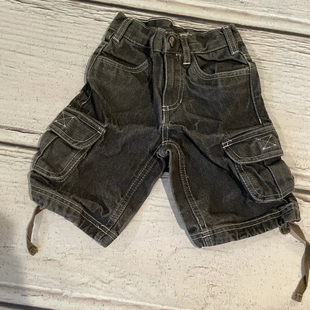 Black denim Cargo Shorts